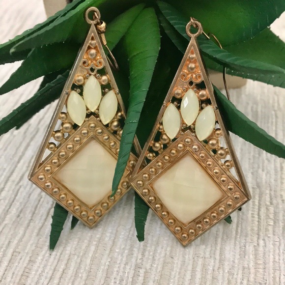 Jewelry - Beaded Pearlescent Crystal Statement Earrings
